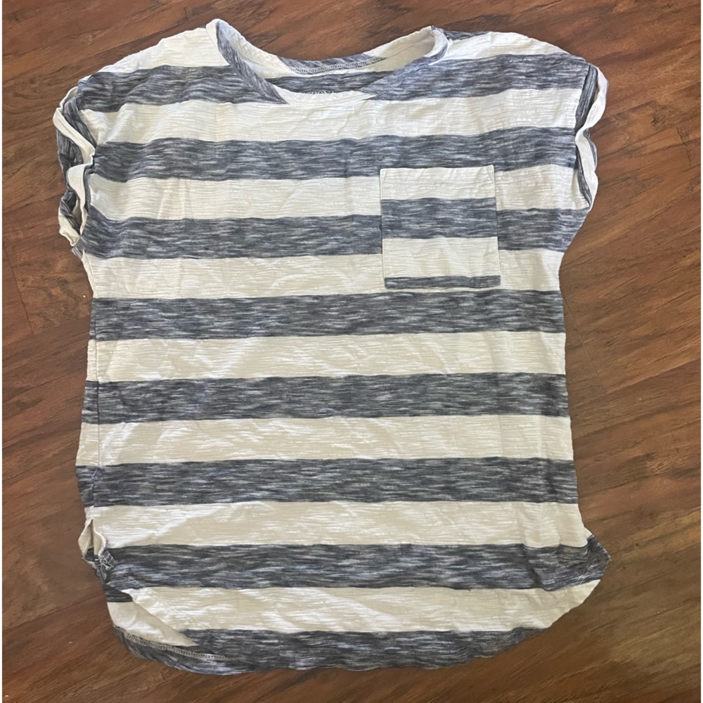 Merona Gray and White Striped Top- Size M